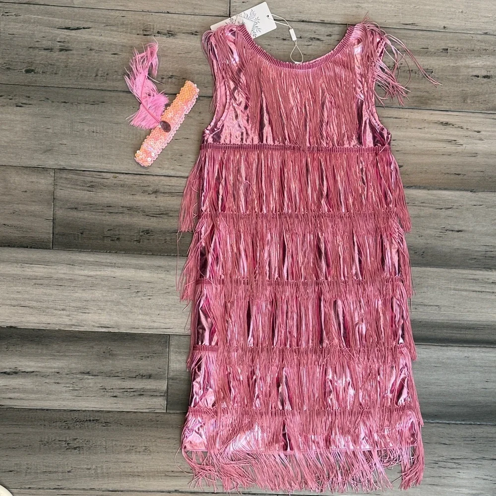 NWT Pink Fringe Kids Costume Dress
